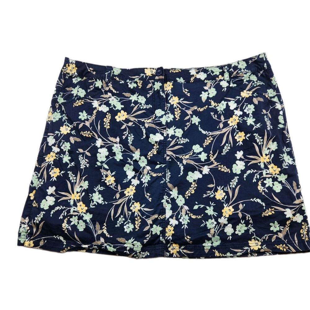 Karen Scott Botanical Chino Skort Womens 22W Pockets Casual Vacation Cottagecore